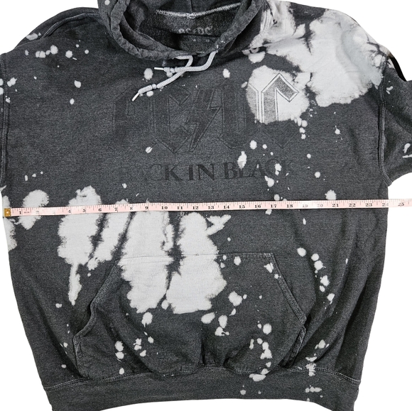 AC⚡️DC Acid Washed Long Sleeve Hooded Sweatshirt, Dark Grey, Large - Picture 8 of 11